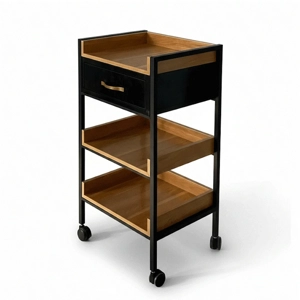 ترالی زیبایی چوبی سه طبقه و یک کشو