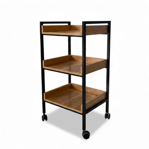 ترالی زیبایی سه ظبقه چوبی