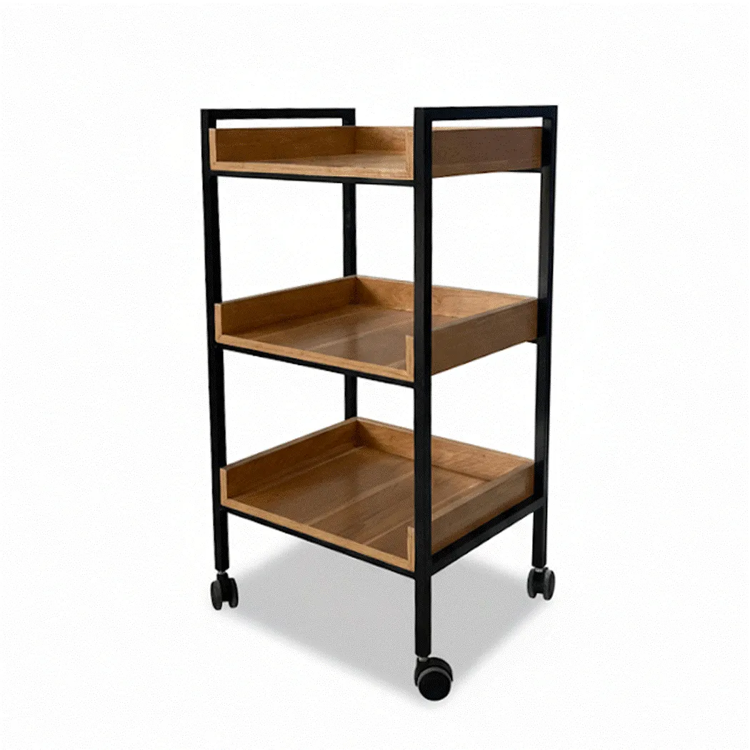 ترالی زیبایی سه ظبقه چوبی