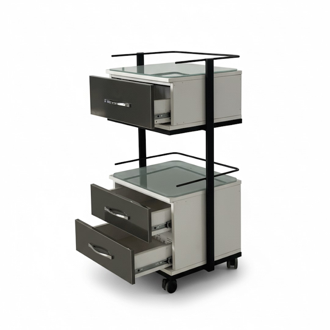 ترالی زیبایی سه کشو فلزی